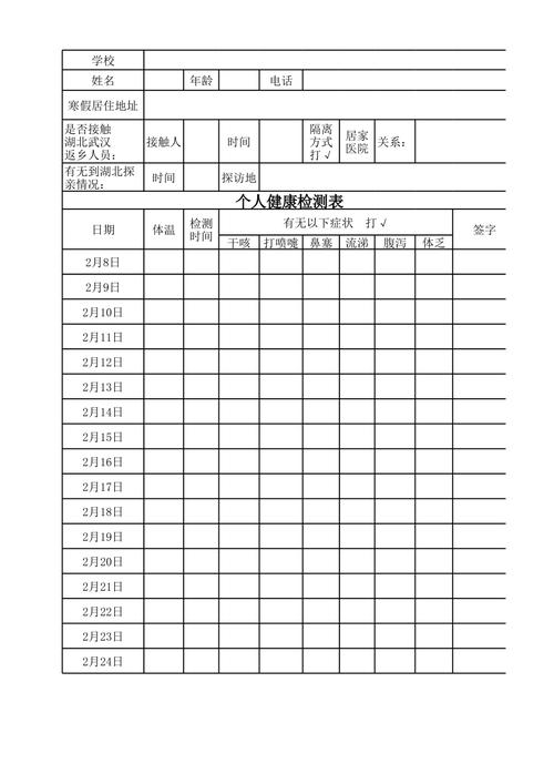 健康检测表怎么填