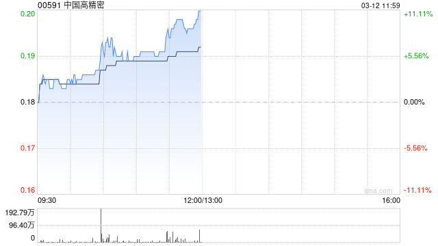 中国高精密早盘涨逾9% 中期净利润1581万元